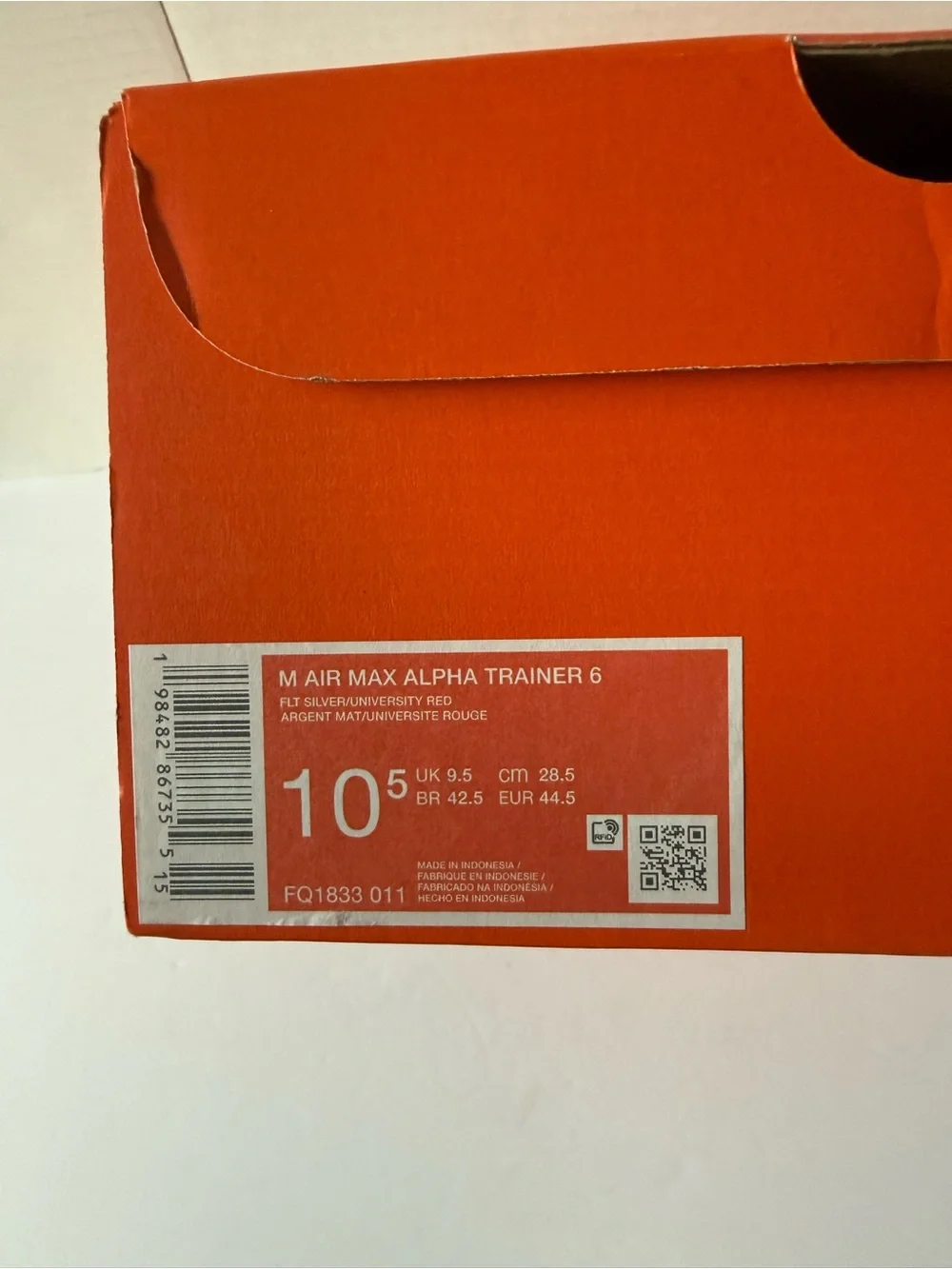 Nike Air Max Alpha Trainer 6  FQ1833-011 Men’s  10.5 silver  University Red New